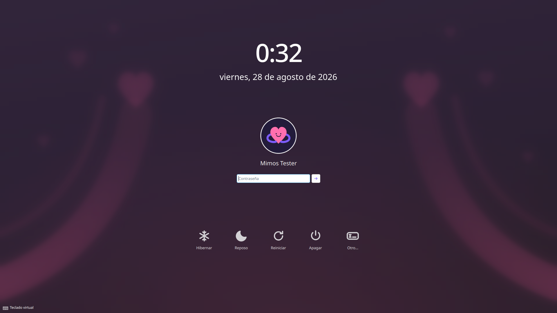 La pantalla de entrada de MimOS 1.0, con MIMI como avatar